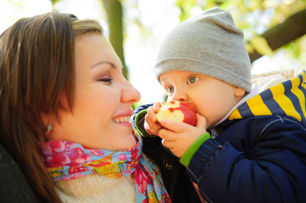 Mother holding child