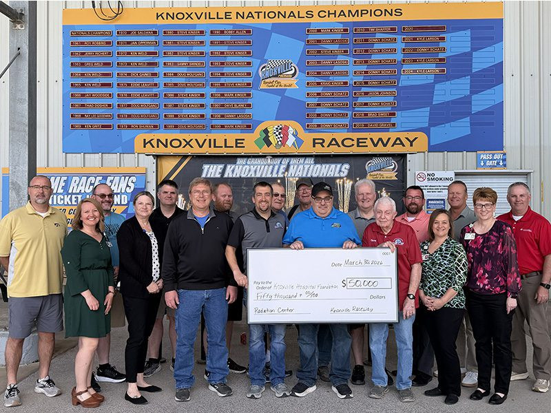Knoxville Hospital & Clinics and Pella Regional Health Center Recognize Knoxville Raceway for their Contribution of $50,000 to the Bridging the Gap Campaign